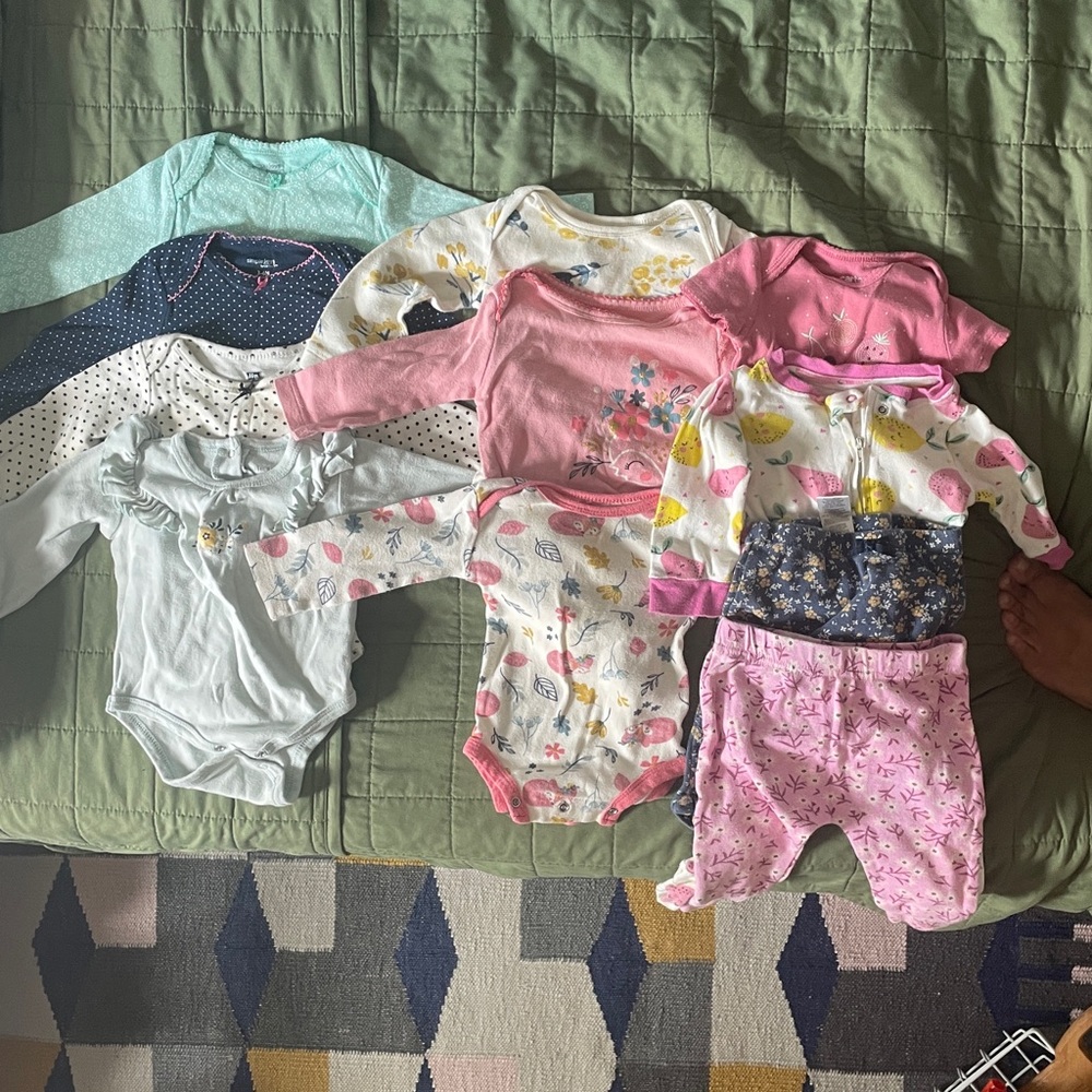 Girls 3 to 6 months onesies-no characters